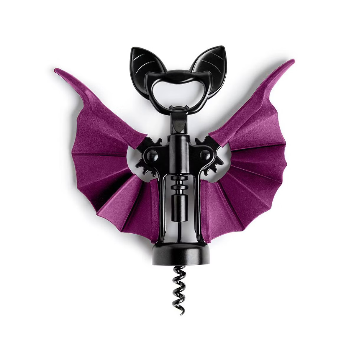 Ototo Vino Bat Corkscrew and Bottle Opener Stainless Steel and Silicone Bar Tool Black/Purple | Target