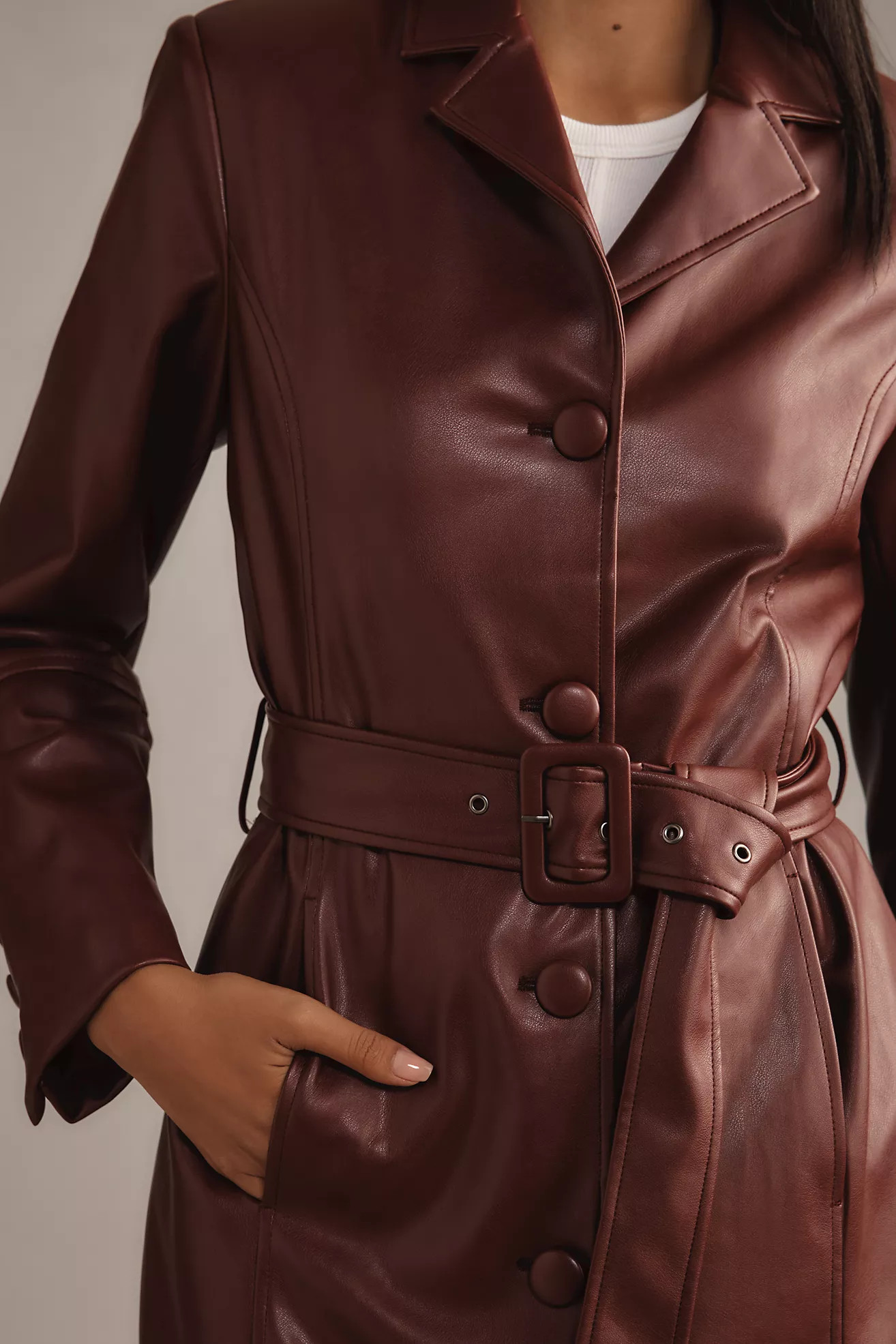 Avec Les Filles Faux Leather Belted Long Coat | Anthropologie (US)