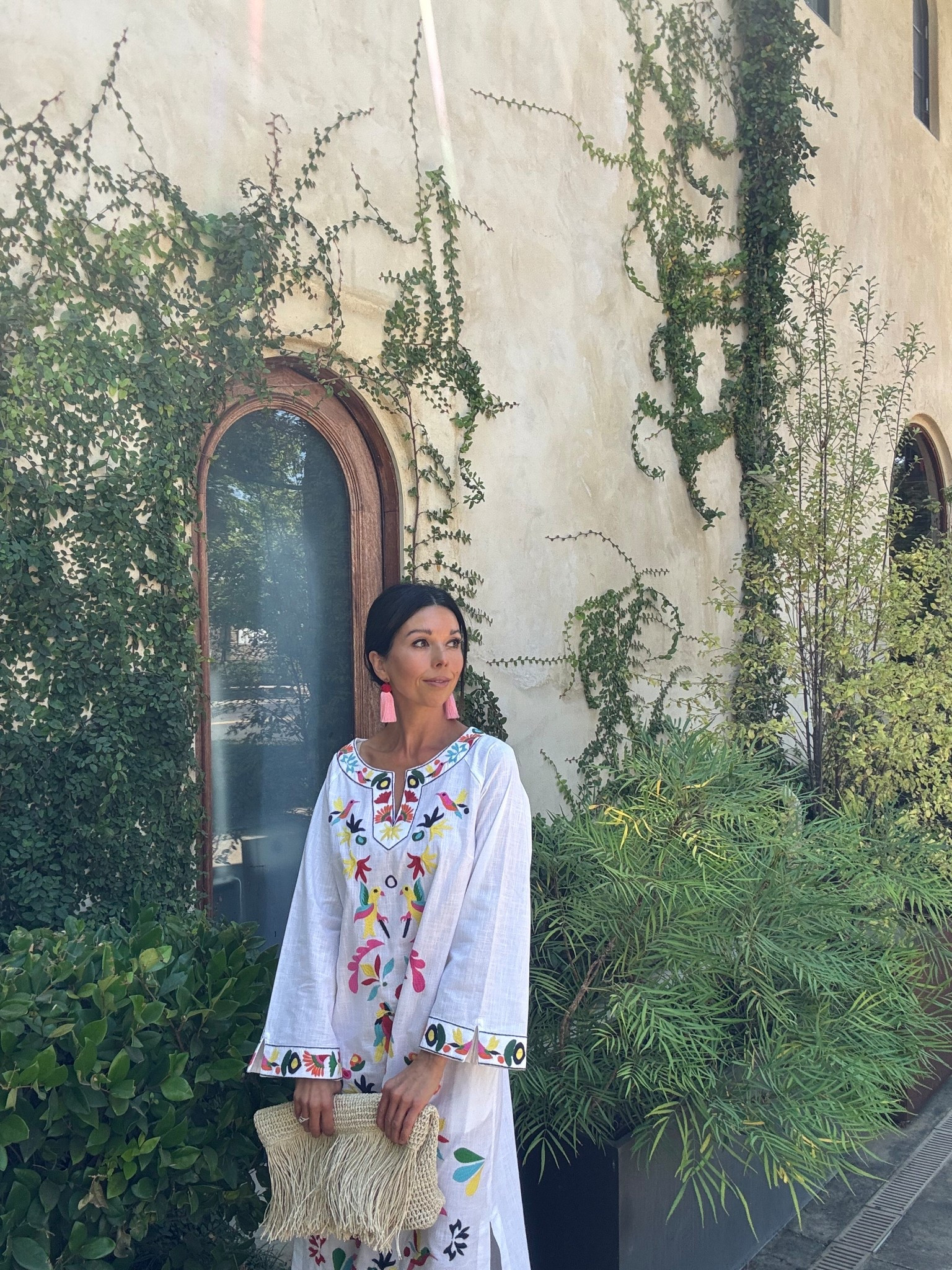 Colorful vacation earrings, embroidered caftan dress and oversized raffia clutch. 


#LTKOver40 #LTKTravel #LTKSaleAlert