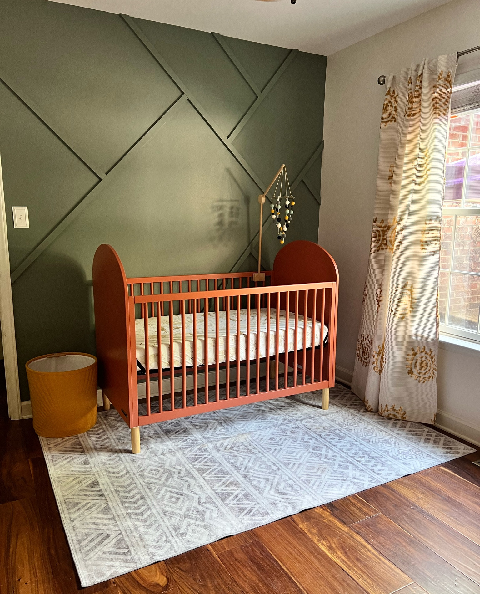 I’m obsessed..Our team green nursery is coming together! Crib by Delta, rug Amazon, curtains and laundry hamper are Target! This rug is WASHABLE + extremely soft. Neutral, sun, yellows, baby room 

#LTKbump #LTKfamily #LTKbaby