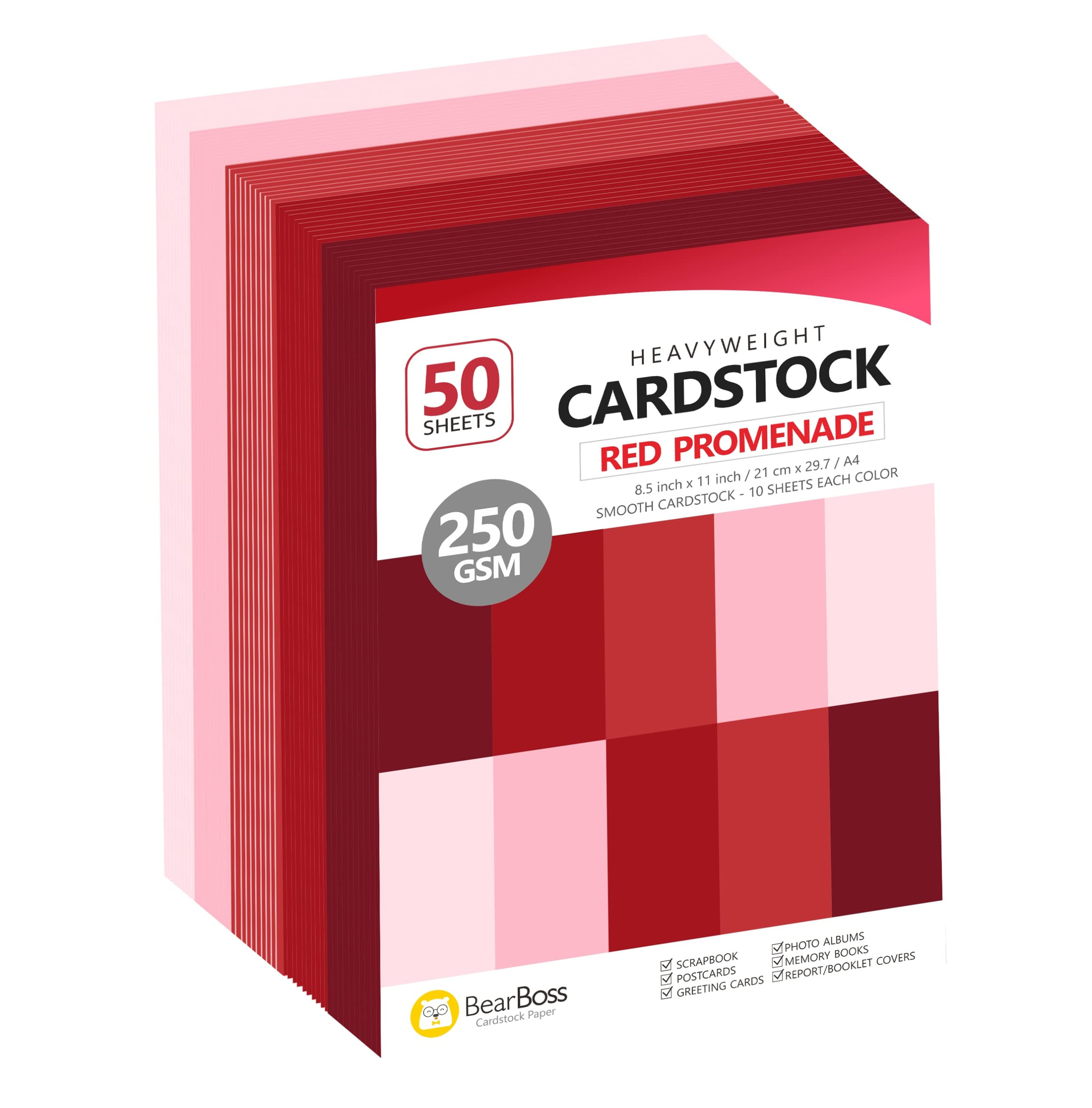 Red Colored Cardstock Thick Paper 50 Sheets, 8.5" x 11" Heavyweight 92lb Cover Card Stock for Cra... | Amazon (US)