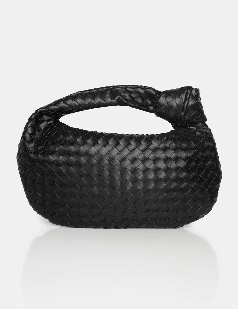 The Blame Black Woven PU Knot Detail Mini Grab Bag | Public Desire (US & CA)