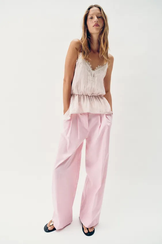 LACE-TRIMMED CAMISOLE TOP | Zara UK