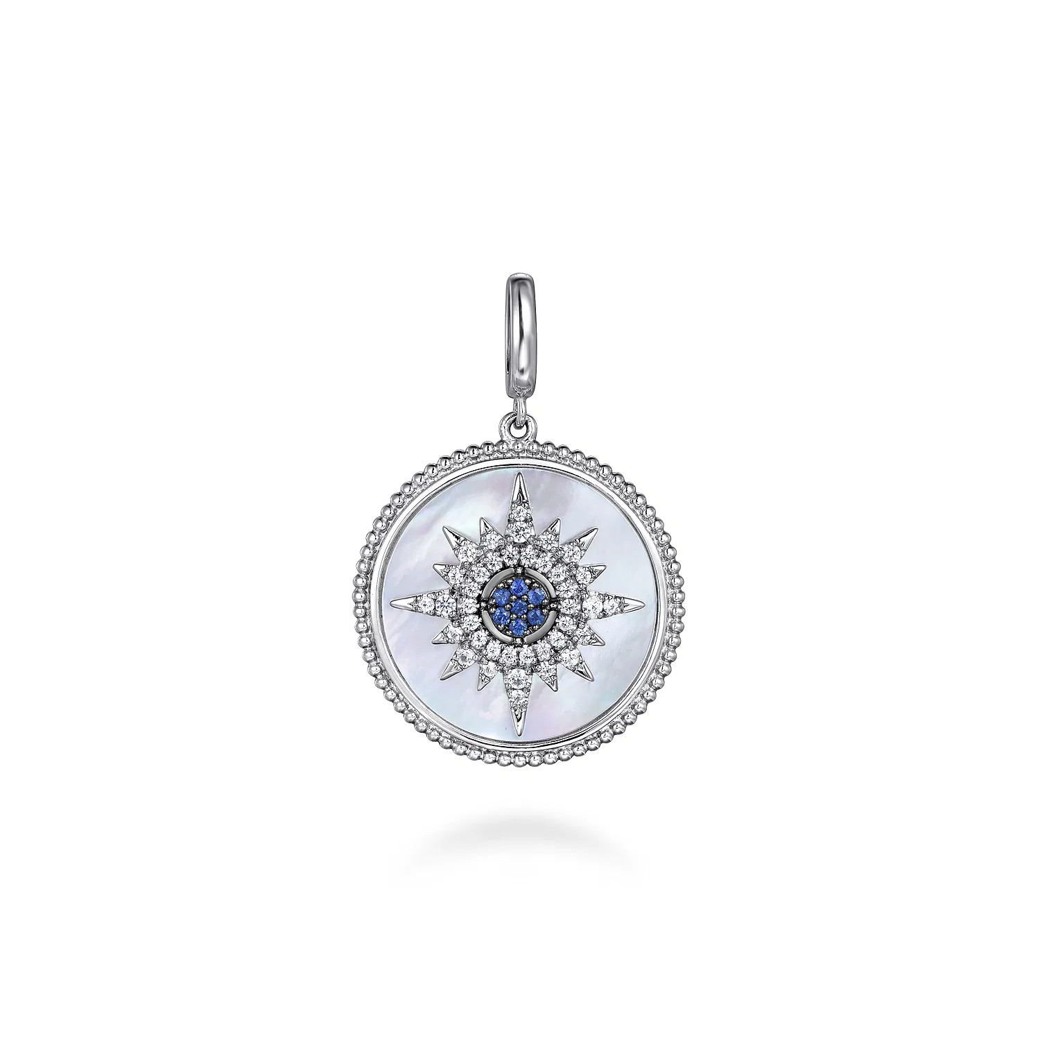 925 Sterling Silver Starburst Blue Sapphire and White Sapphire Bujukan Medallion Pendant in size ... | Gabriel & Co. Fine Jewelry And Bridal