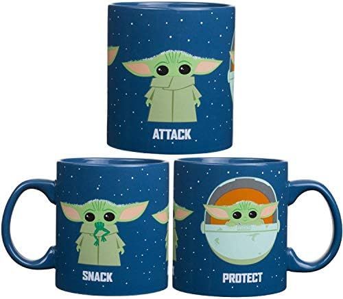 Silver Buffalo Star Wars The Mandalorian Protect Attack Snack Ceramic Coffee Mug, 20-Ounces | Amazon (US)