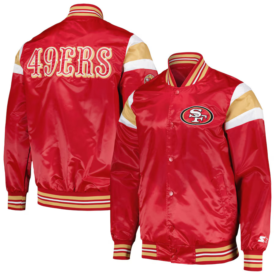 San Francisco 49ers Starter Satin Full-Snap Varsity Jacket - Scarlet | Fanatics