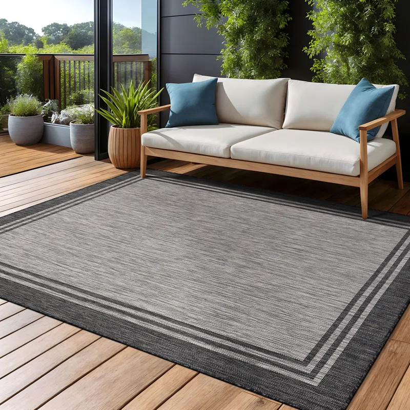 Waikiki Gray/Dark Gray Indoor/Outdoor Rug | Wayfair North America