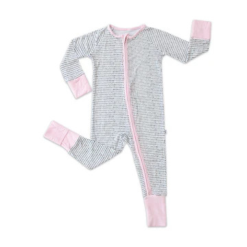 Polka Dots - Pink Trim Bamboo Viscose Zippy | Little Sleepies