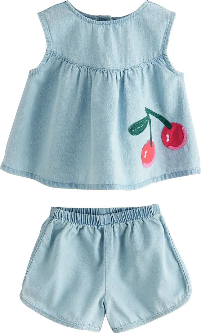 Kids' Cherry Appliqué Sleeveless Denim Top & Shorts Set | Nordstrom