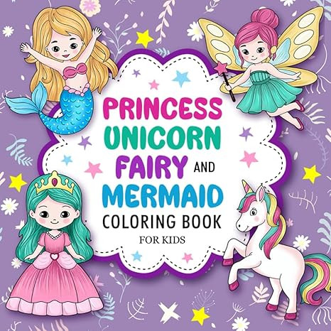Princess, Unicorn, Fairy, and Mermaid: Cute Coloring Book For Kids Ages 4-8 (Easter Basket Stuffe... | Amazon (US)