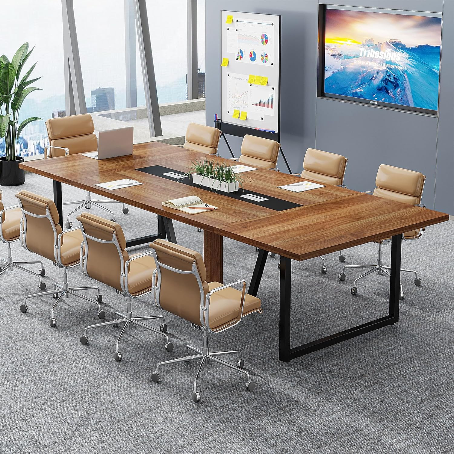 Tribesigns 8FT Conference Table, 94.49 L x 47.24 W x 29.53 H Inches Large Meeting Podcast Table f... | Amazon (US)