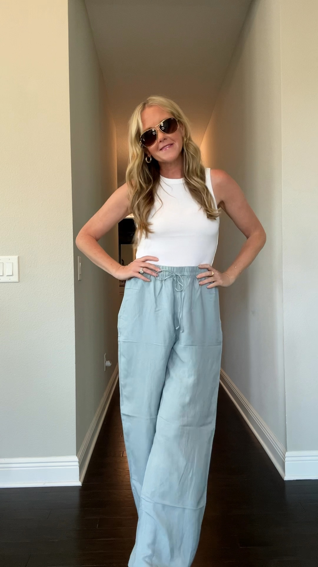 Throw on a tank and linen blend pants and you have an easy, elevated and comfortable outfit of the day! 

#LTKootd #LTKOver40 #LTKgrwm