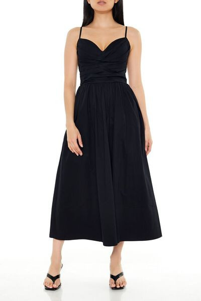 Pleated Sweetheart Midi Dress | Forever 21