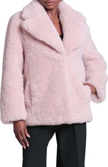 Notched Collar Faux Fur Coat | Nordstrom