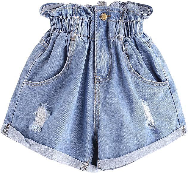 Women's Casual High Waisted Hemming Denim Jean Shorts with Pockets | Amazon (US)