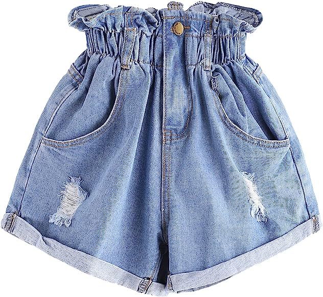 Women's Casual High Waisted Hemming Denim Jean Shorts with Pockets | Amazon (US)