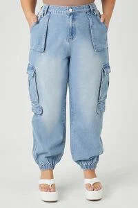 Plus Size Cargo Denim Joggers | Forever 21 (US)