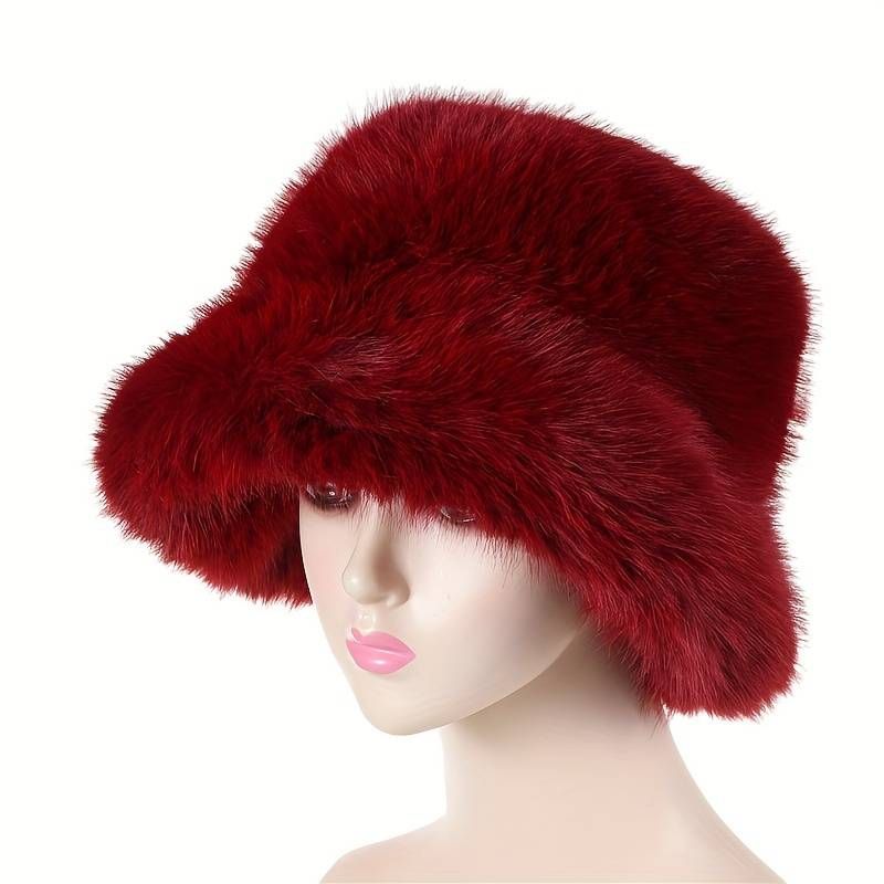 Vintage Faux Fur Bucket Hat Classic Fluffy Warm Basin Hats Solid Color Thick Coldproof Fishermen ... | Temu Affiliate Program