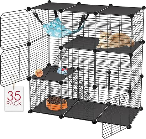 Cat Cage, 3-Tier DIY Catio Cat Enclosures, 36"x16"x36" Cat Playpen | Amazon (US)