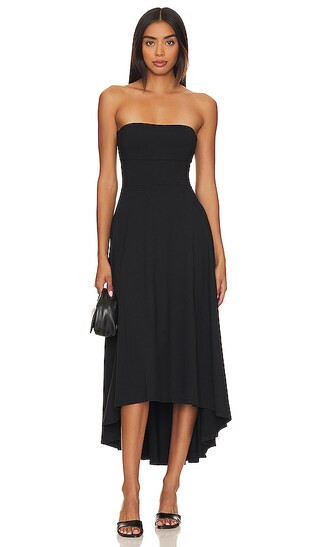 Mesh Strapless Midi Dress in Black | Revolve Clothing (Global)