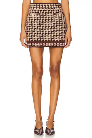 Cara Cara Lynne Mini Skirt in Houndstooth Multi Taupe from Revolve.com | Revolve Clothing (Global)