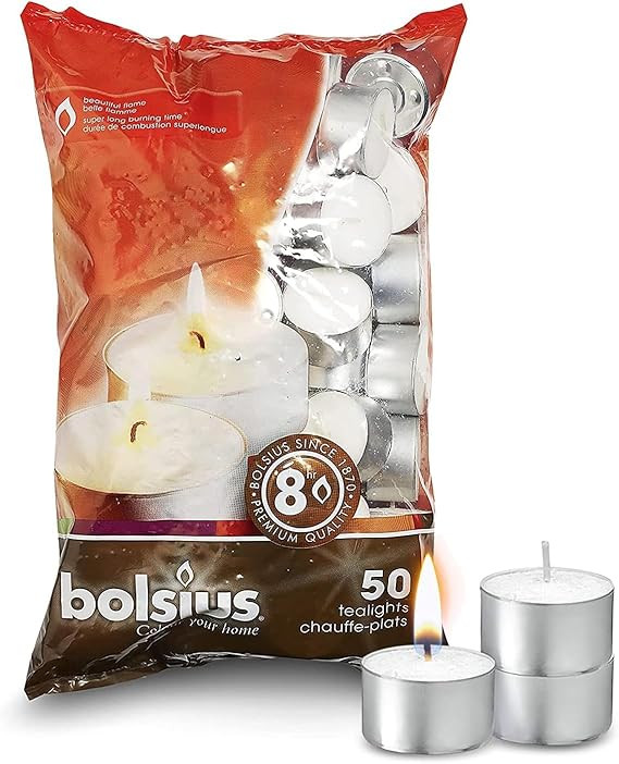 BOLSIUS 50 Unscented Tea Lights - 8 Hours Burn Time - Premium European Quality - Consistent Smoke... | Amazon (US)