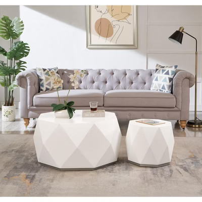 EHMKNP Modern Black 32" Wood Diamond-Shaped Coffee Table Set for Living Room — No Assembly Required | Target