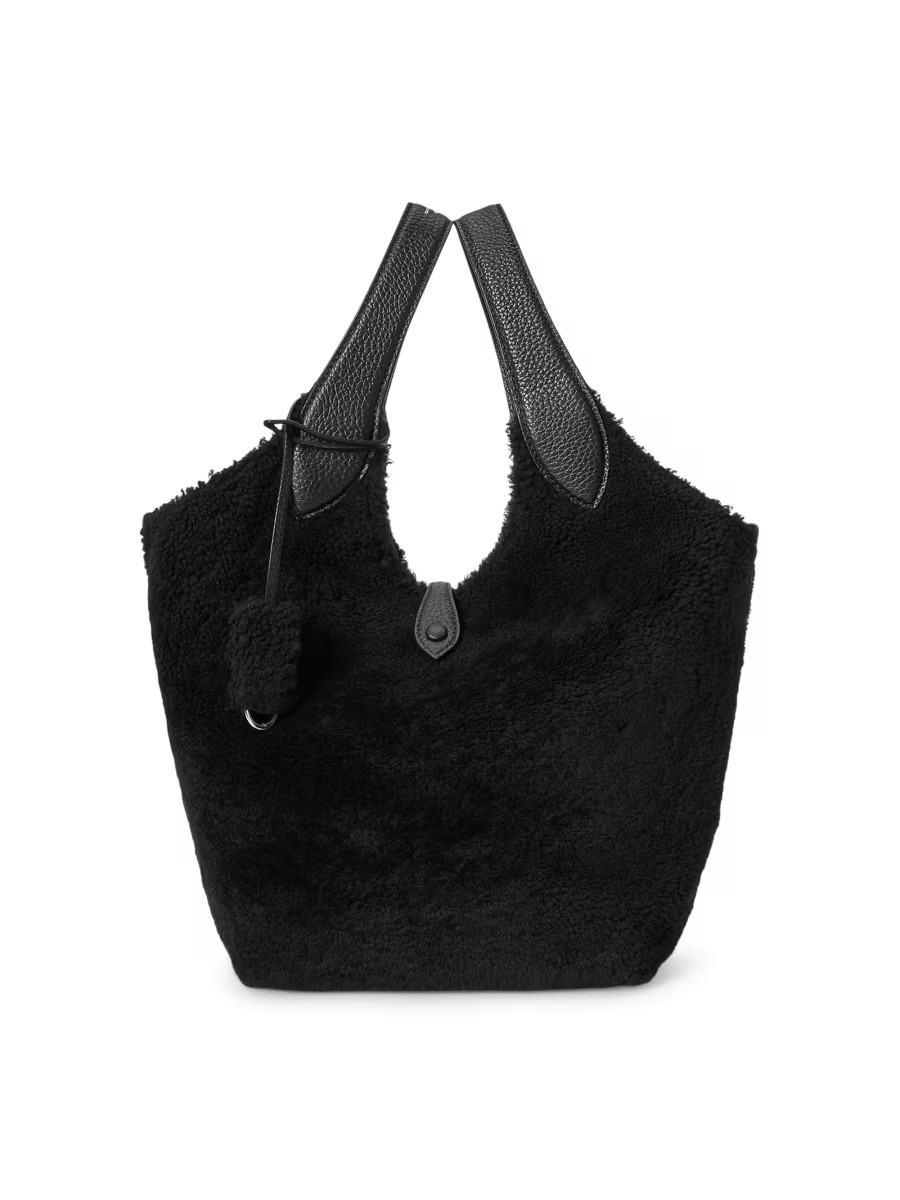 Polo Ralph Lauren Medium Polo Play Shearling &amp; Leather Tote Bag | Saks Fifth Avenue | Saks Fifth Avenue