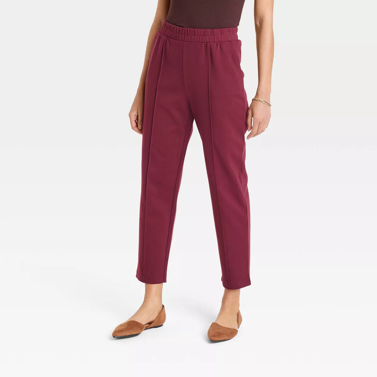 Women's High-Rise Regular Fit Tapered Ankle Knit Pants - A New Day™ | Target