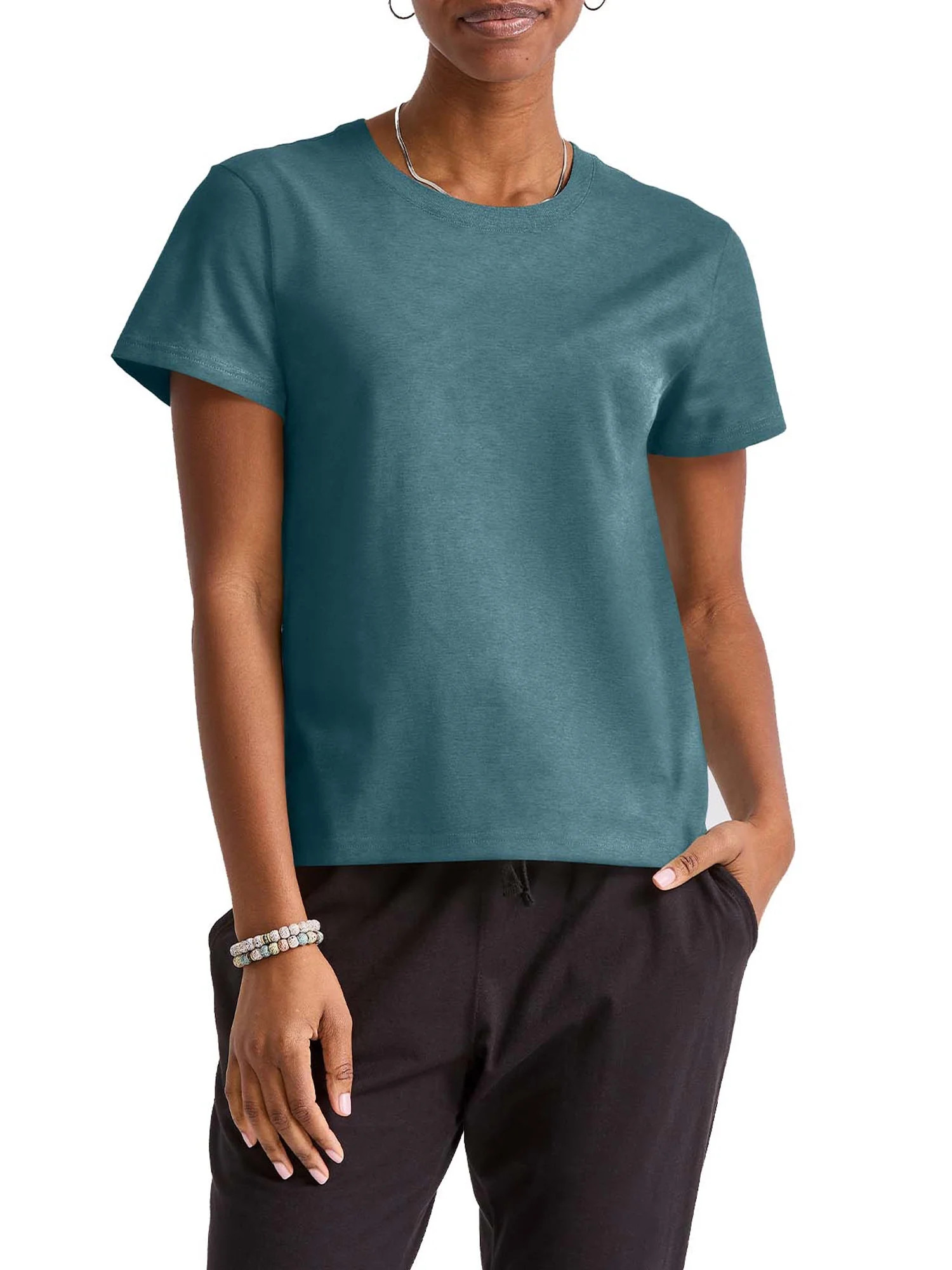 Hanes Originals Women’s T-Shirt with Curved Hem, 100% Cotton Classic-Fit Tee | Walmart (US)