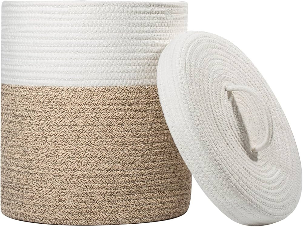 Yimi's Dream Lidded Storage Basket, Medium Cotton Rope Basket with Lid, Small Round Storage Baske... | Amazon (US)