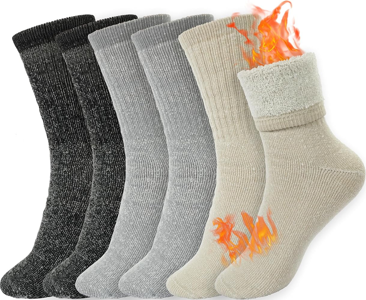 BomKinta Wool Hiking Socks Women - Merino Thick Warm Thermal Boot Socks - Winter Cozy Crew Sock S... | Amazon (US)
