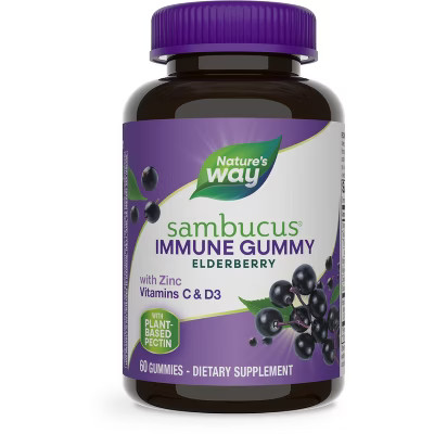 Nature's Way Sambucus Elderberry Immune Gummies with Vitamin C, Vitamin D3 and Zinc - 60ct | Target