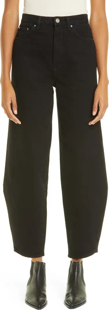 High Waist Barrel Leg Raw Denim Jeans | Nordstrom