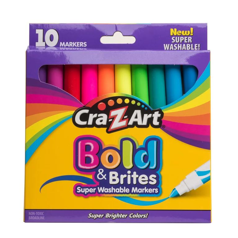 Cra-Z-Art Bold and Bright Super Washable Markers, 10 Count - Walmart.com | Walmart (US)