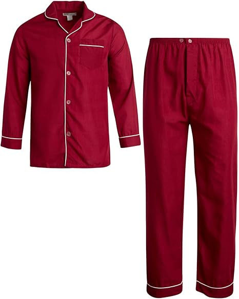 Ten West Apparel Men’s Pajamas Set - Long Sleeve Button Down Sleep Shirt and Pajama Bottoms Sle... | Amazon (US)