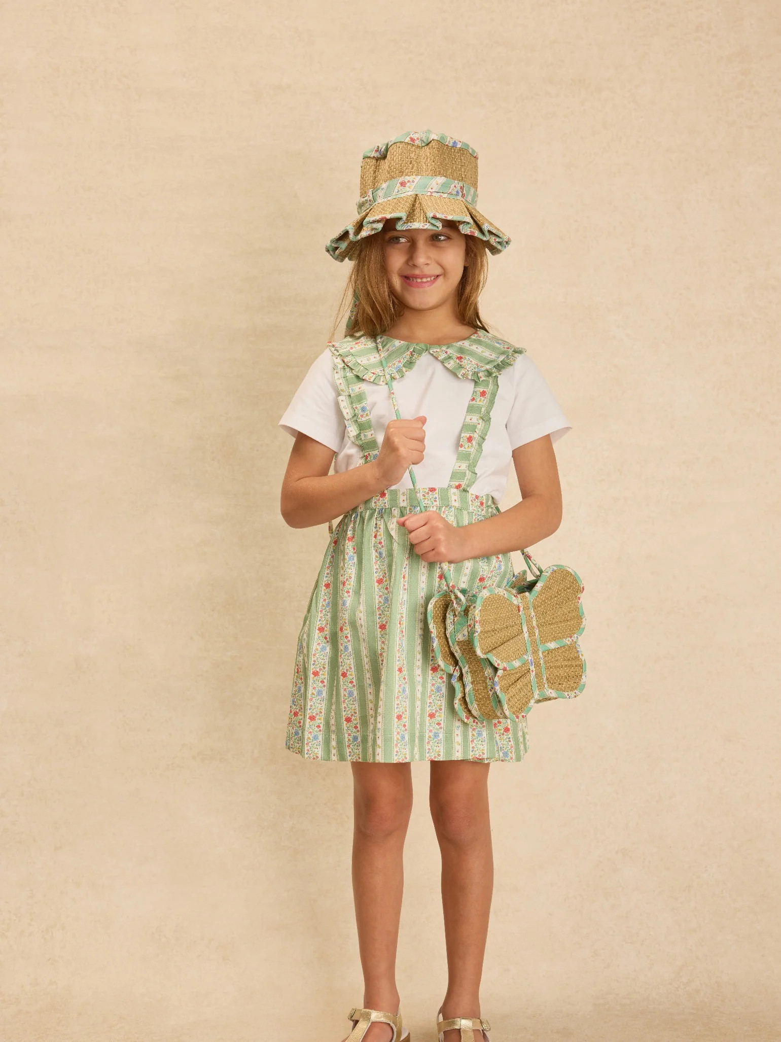 Lorna Murray x La Coqueta Sage Floral Stripe Beauty Point Girl Grass H | La Coqueta
