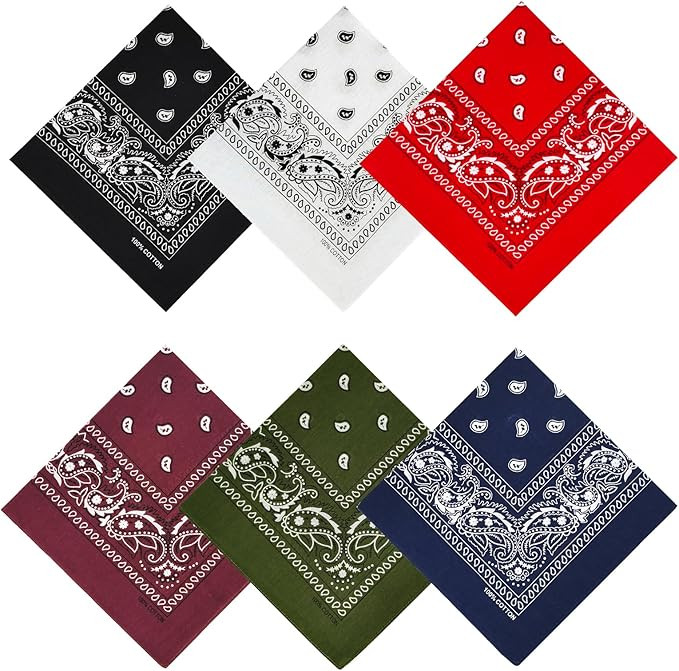100% Cotton Bandanas, 21 x 21 inches, Set of 6 | Amazon (US)