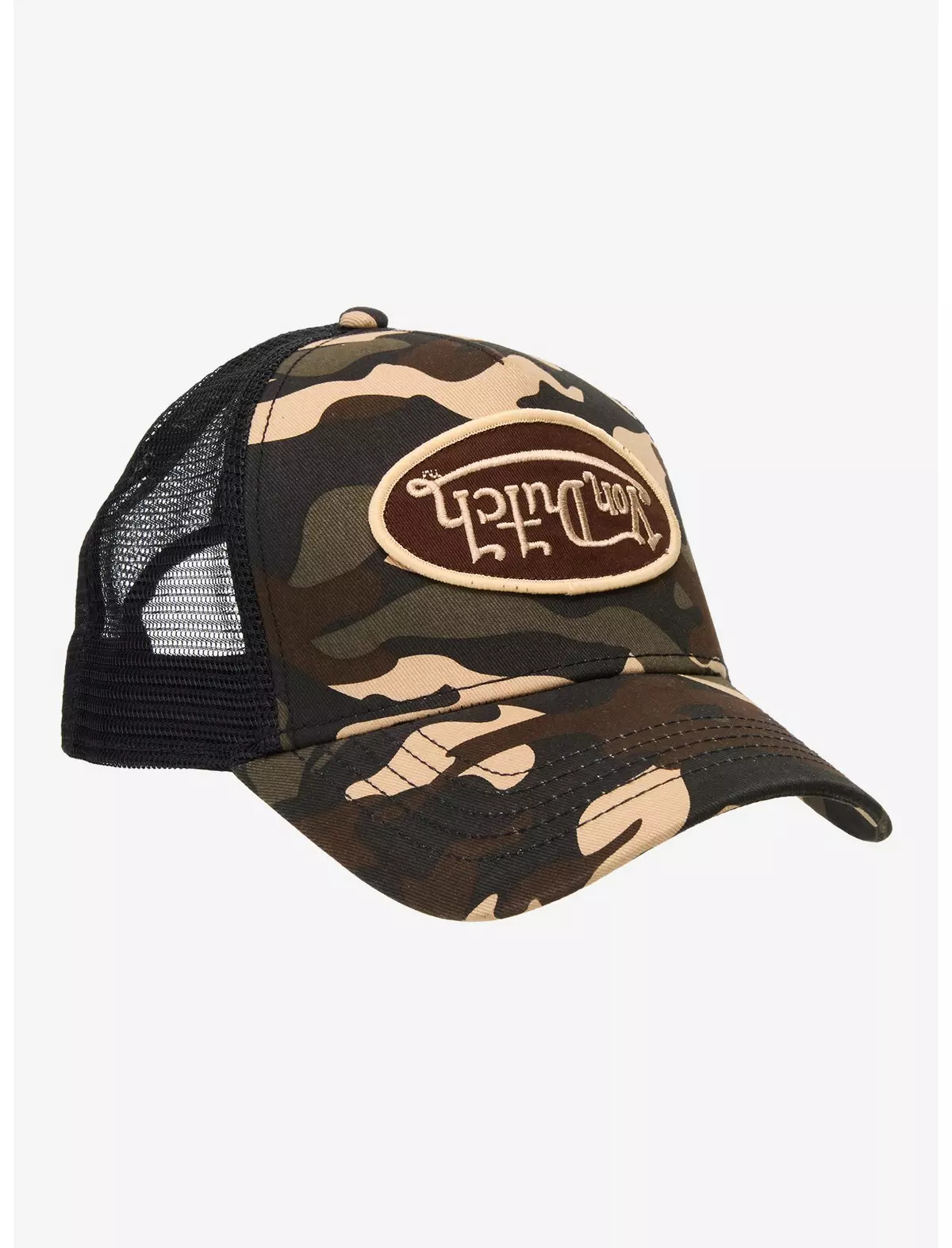 Von Dutch Black & Camo Logo Trucker Hat | Hot Topic | Hot Topic