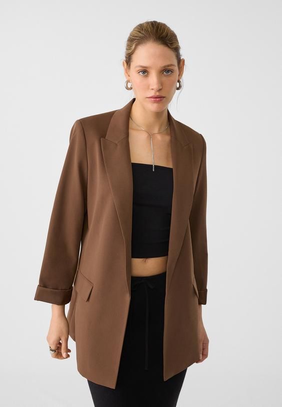 Flowing open blazer - Women's fashion | Stradivarius United Kingdom | Stradivarius (UK)