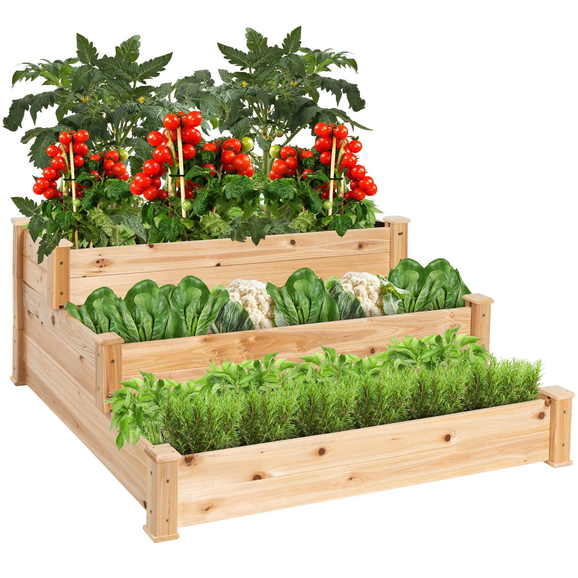 Best Choice Products 3-Tier Fir Wood Raised Garden Bed Planter Kit for Plants, Vegetables, Outdoo... | Walmart (US)