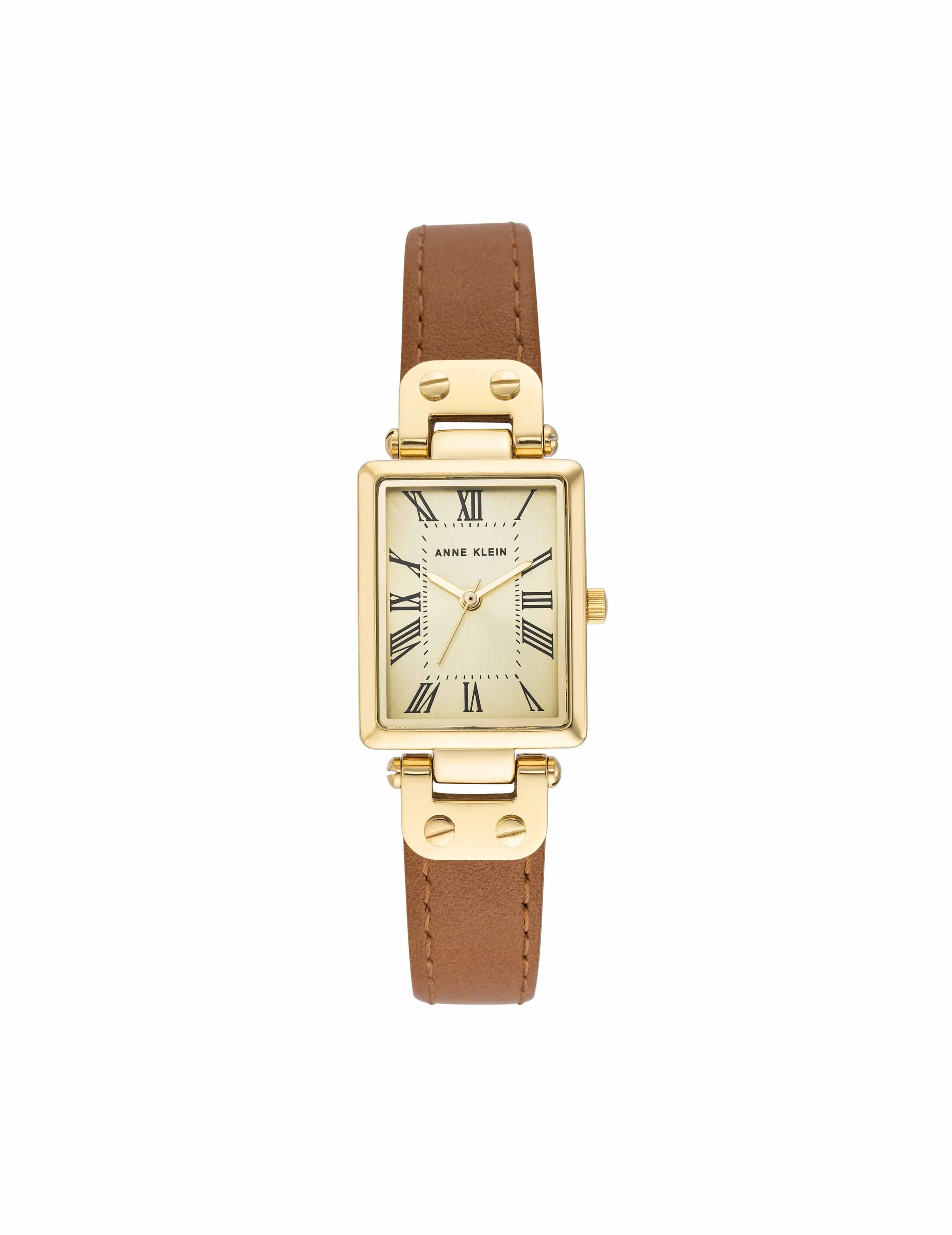 Rectangular Case Leather Strap Watch | Anne Klein