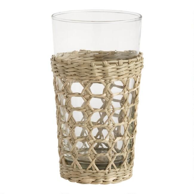 Woven Seagrass Wrapped Highball Glasses Set of 4 | World Market