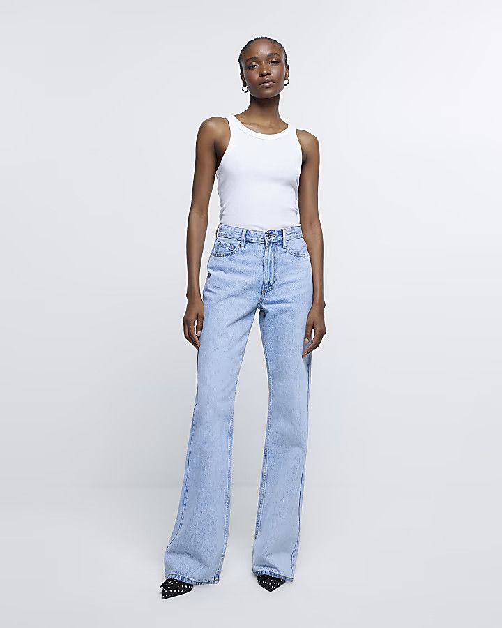 Blue high waist straight jeans | River Island (UK & IE)
