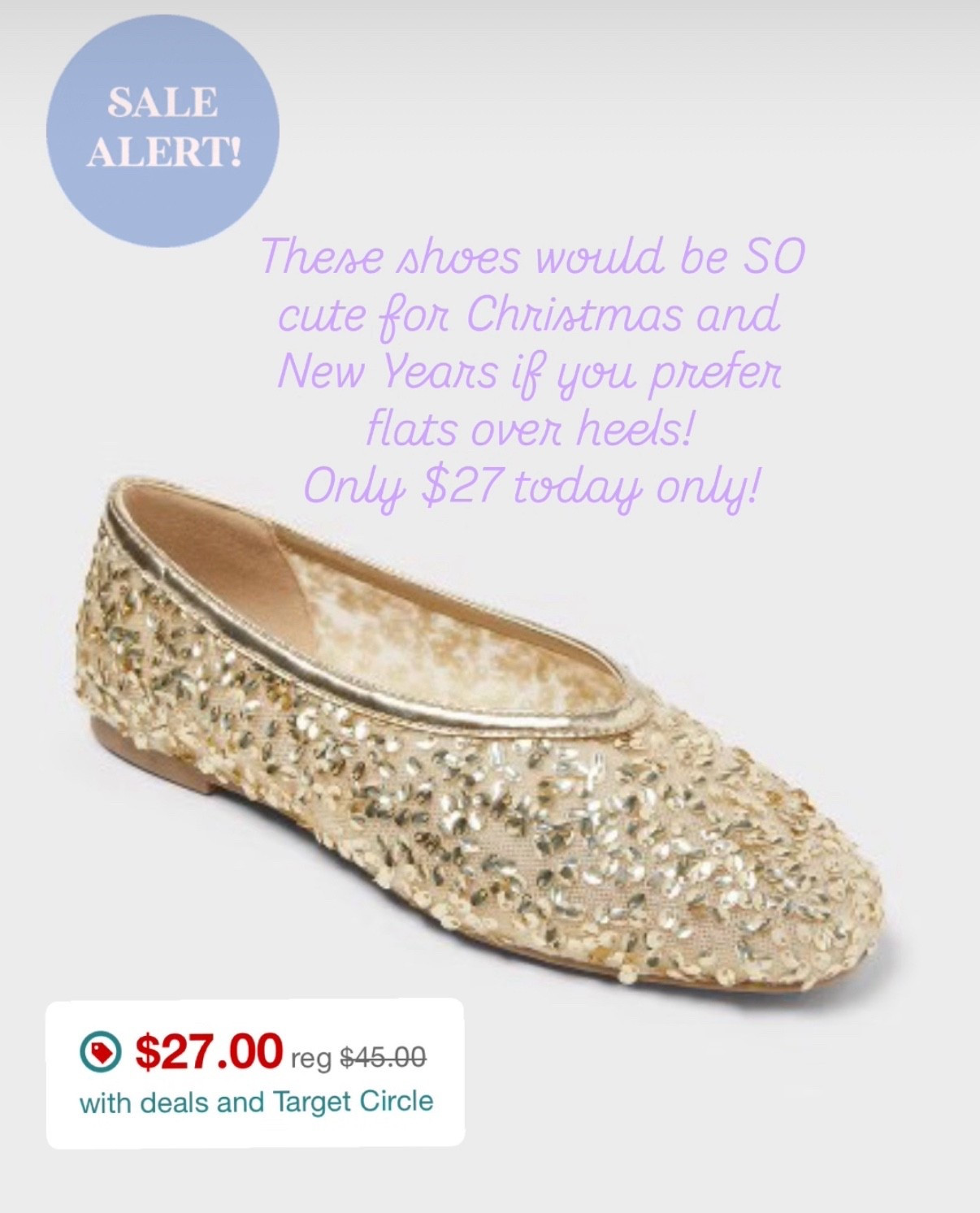 The prettiest gold sparkly flats for Christmas, New Years, any celebration! On sale today only!

#LTKSeasonal #LTKSaleAlert #LTKHoliday