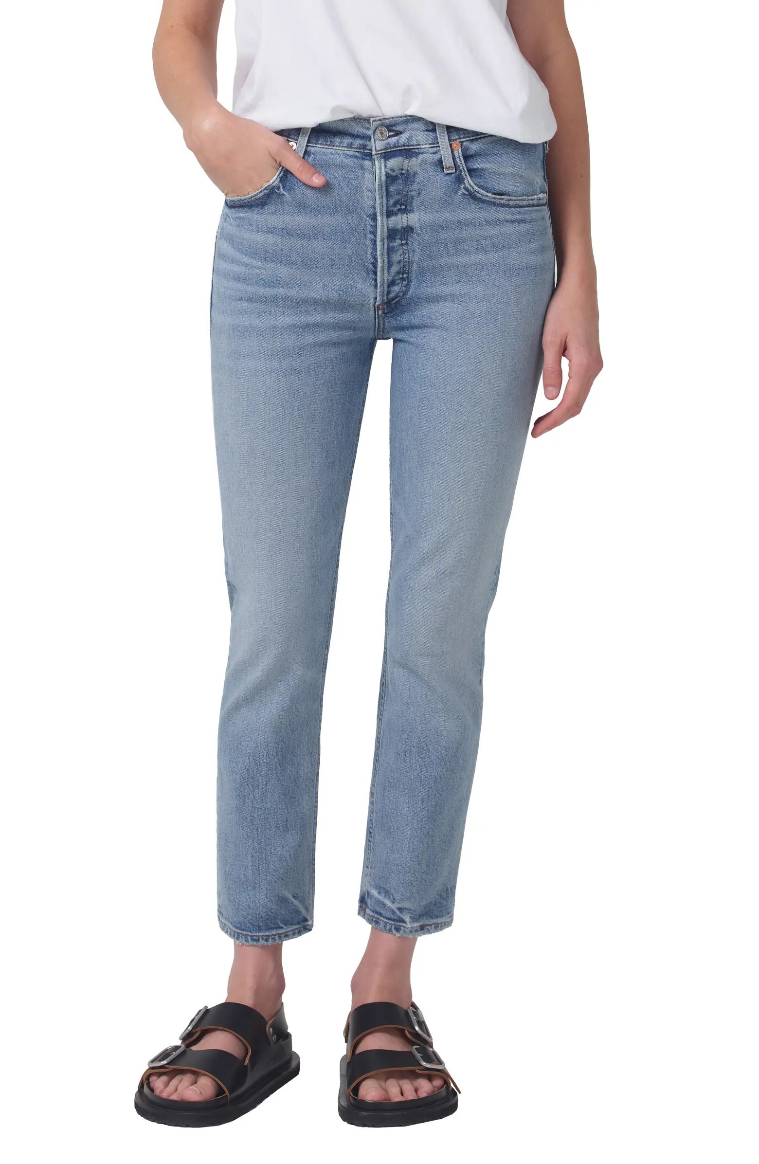 High Waist Crop Slim Straight Leg Jeans | Nordstrom