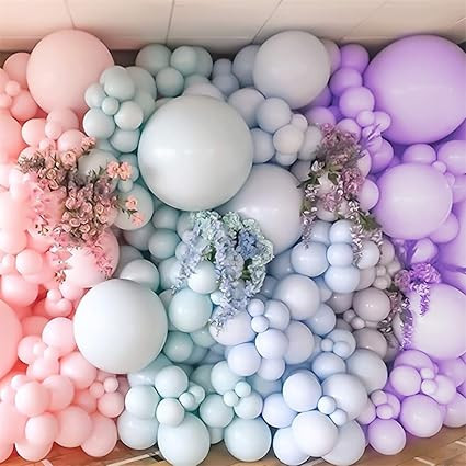 Nalwort Macaron Pink Balloon Kit 147PCS 18In 12In 5In Macaron Blue Macaron Puple Balloon Arch Gar... | Amazon (US)
