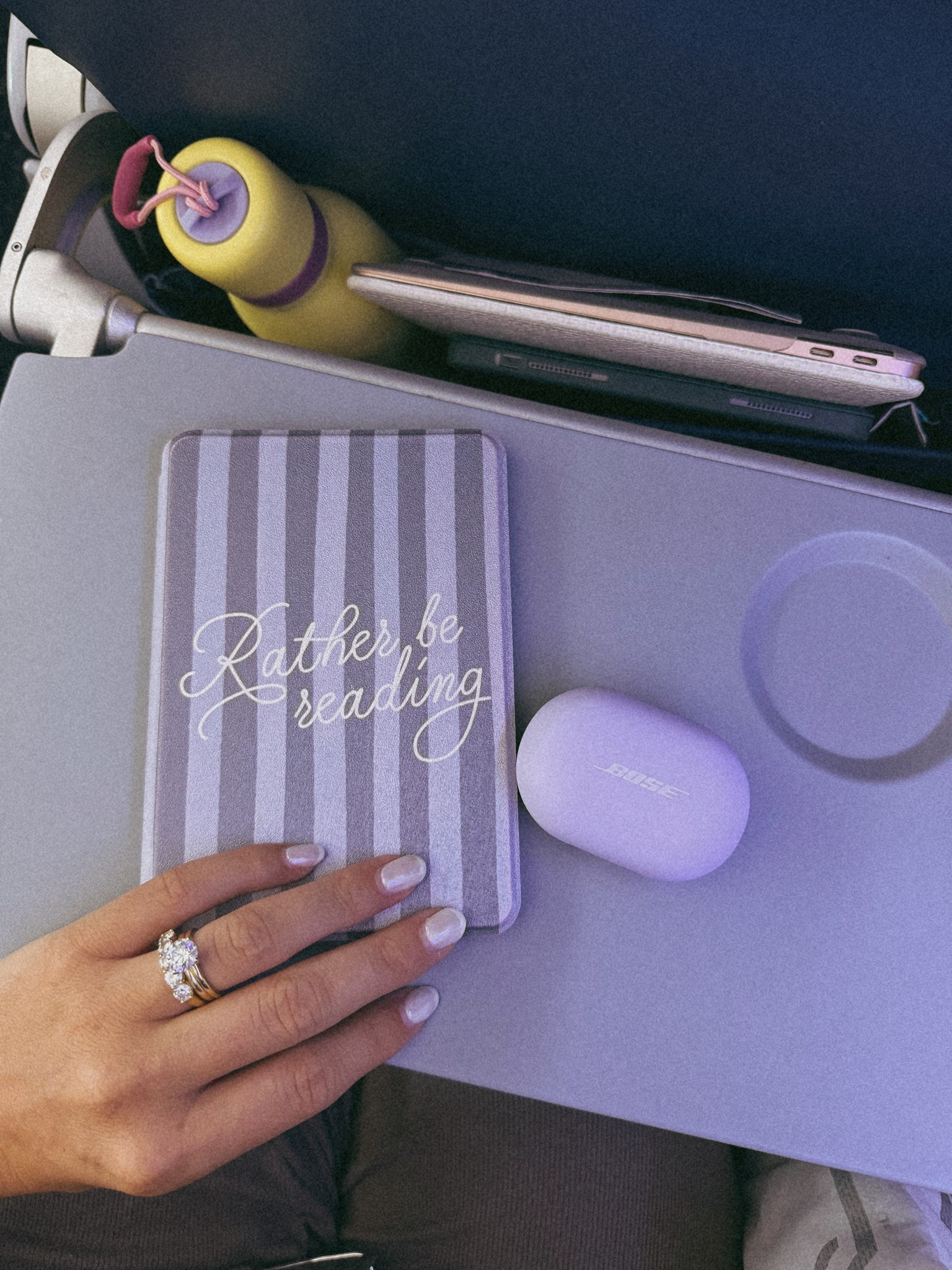 In flight essentials ✈️ 

Kindle case is from Page the Shop 
These are the BEST earbuds - so much better than my AirPods 
And ofc my new owala water bottle - been so great for traveling! 

#LTKFindsUnder100 #LTKFindsUnder50 #LTKTravel