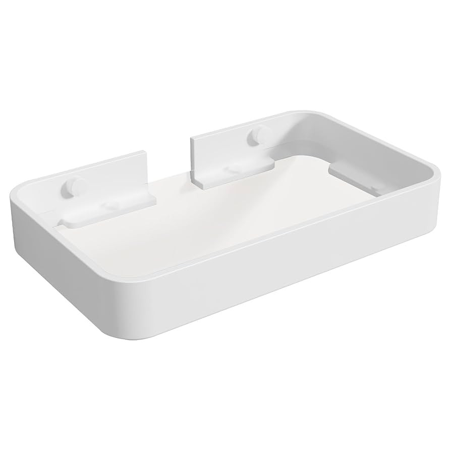 Danpoo 8-Inch Small Wall Shelf, Clear Tempered Glass with Matte White Aluminum Frame – Sleek Fl... | Amazon (US)