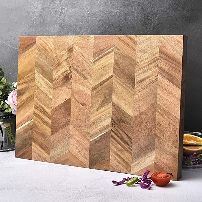 BILL.F Chopping Board, Acacia Wood Kitchen Cutting Board with End-Grain, Large Wooden Chopping Bo... | Amazon (US)